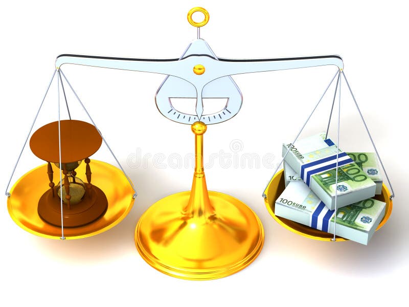 Balance of time and money royalty free illustration