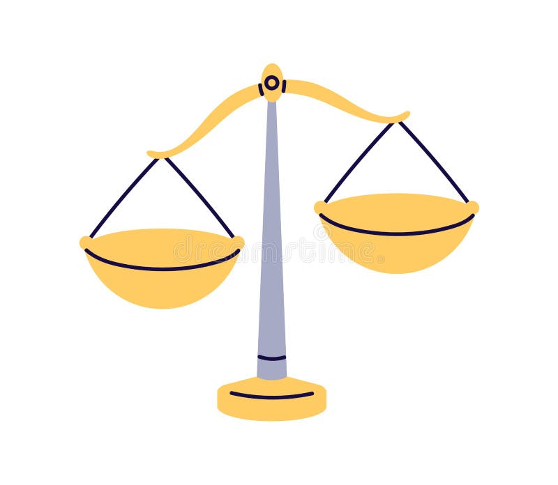 Balance scales with weight and equal pans device Vector Image