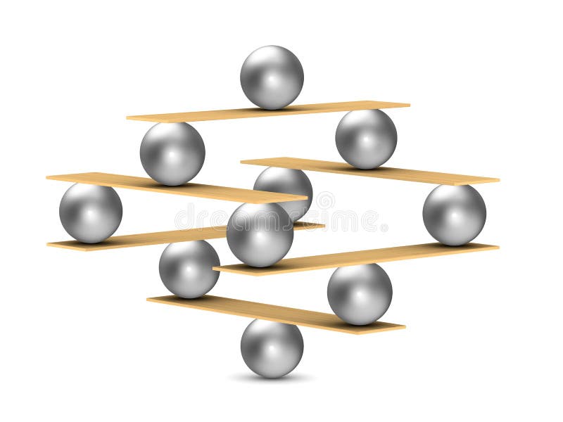 Balanced balls on white background. Isolated 3D illustration royalty free illustration Balanced balls on white background. Isolated 3D illustration royalty free illustration