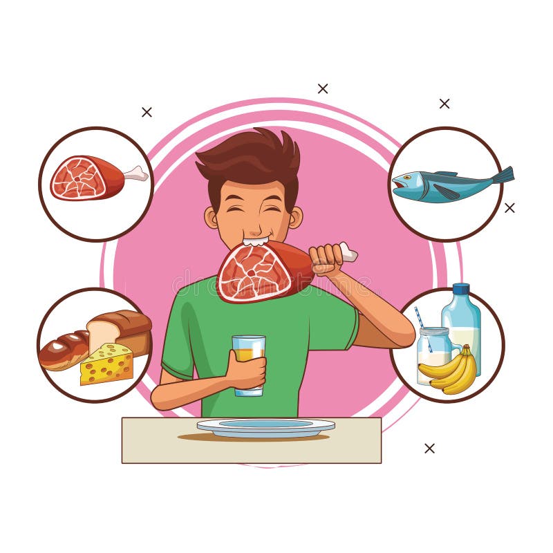 Balanced diet young man stock vector. Illustration of cartoon - 136913950 Balanced diet young man stock vector. Illustration of cartoon - 136913950