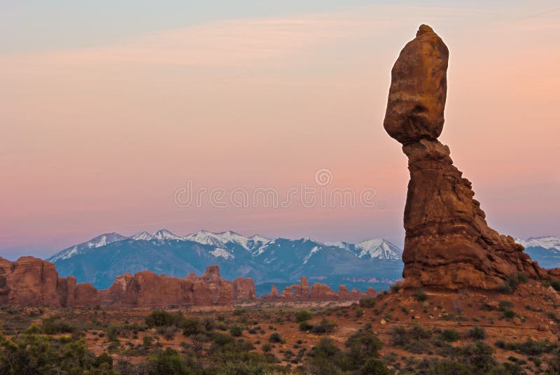 Balanced Rock at sunset. Arches National Park