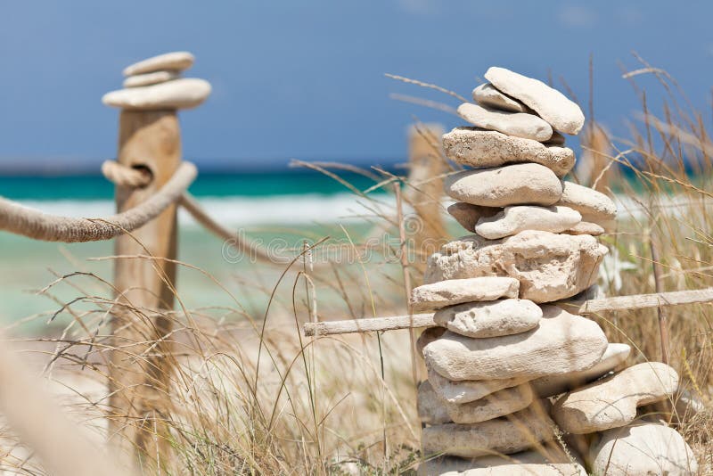 Balanced stones near the beach.