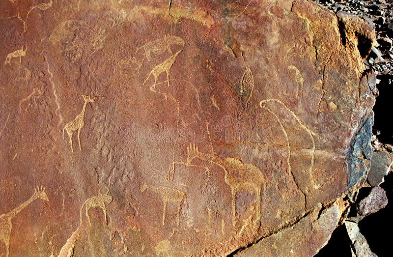 Balanç pinturas, Twyfelfontein, Namíbia imagens de stock Balanç pinturas, Twyfelfontein, Namíbia imagens de stock