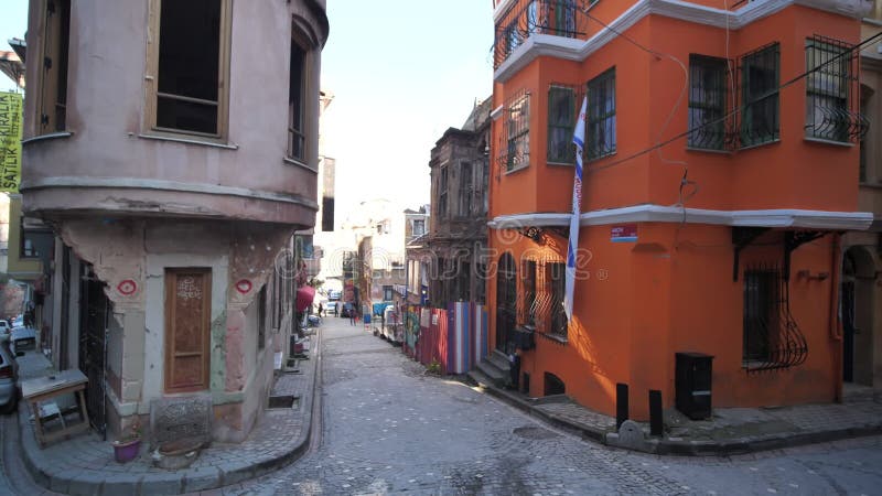 Balat quarter with colored houses. Jewish quarter of Istanbul - Turkey.