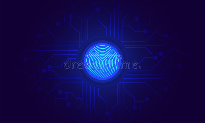 Balayage d'empreinte digitale, identité biométrique et approbation Avenir de sec illustration de vecteur Balayage d'empreinte digitale, identité biométrique et approbation Avenir de sec illustration de vecteur