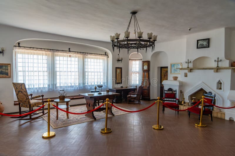 BALCHIK, BULGARIA, JULY 13, 2019: Interior of palace of Queen Maria in Bulgarian city Balchik