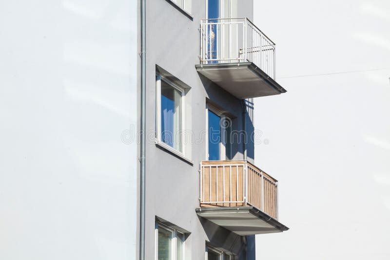 Balconies of White Monotone Modern Apartment Building in Bremen, Germany Stock Photo Image of