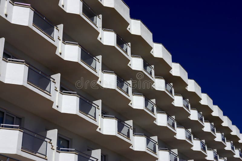 White balconies, cala bona, mallorca, majorca, spain. White balconies, cala bona, mallorca, majorca, spain