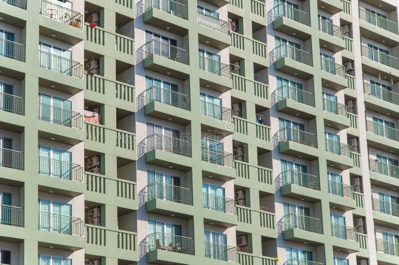 Balcony of Apartment Building in City Stock Photo Image of decorated