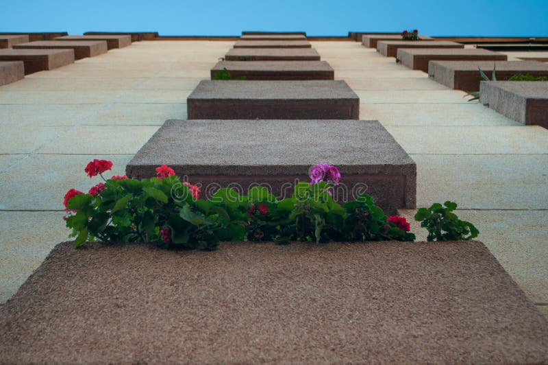 Balcony with flowers stock photo. Image of balconies - 69285764