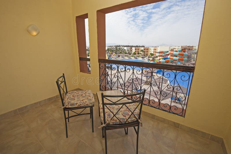 Balcony at a luxury tropical hotel resort