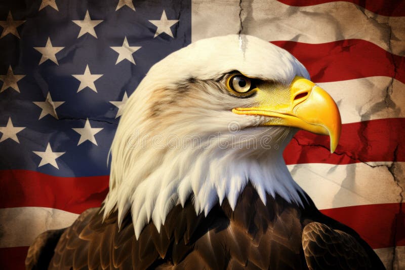 Bald eagle american flag states. Generate Ai