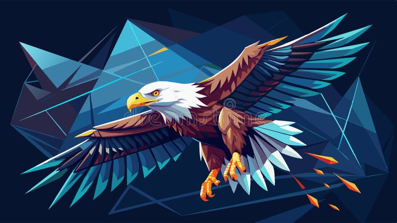 Bald eagle flying swoop from lines, triangles and particle style design. Illustration vector vector illustration
