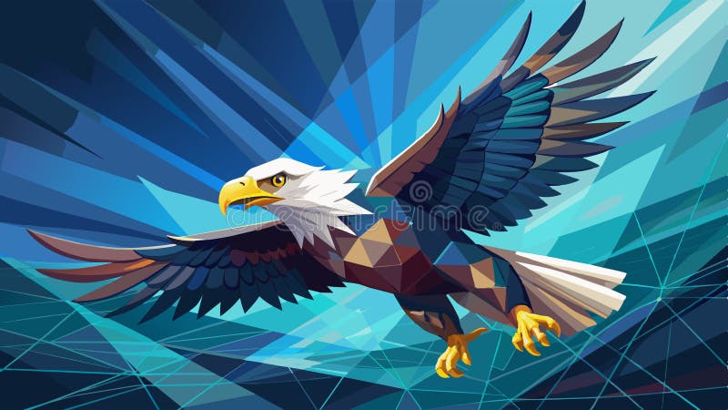 Bald eagle flying swoop from lines, triangles and particle style design. Illustration vector vector illustration