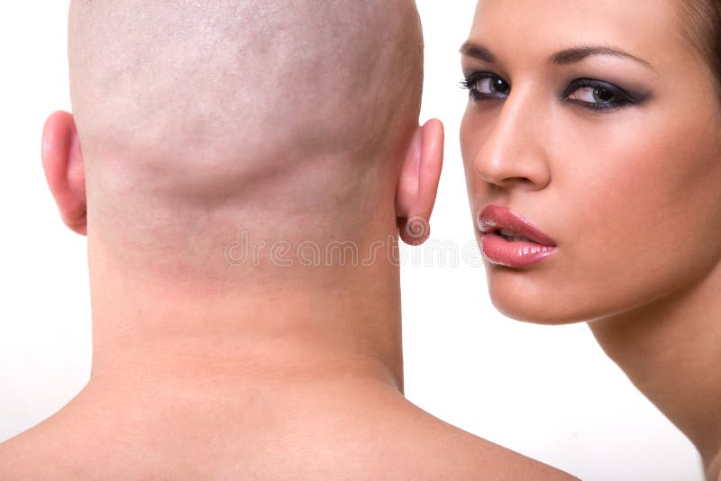 Bald man and beautiful girl stock photography Bald man and beautiful girl stock photography