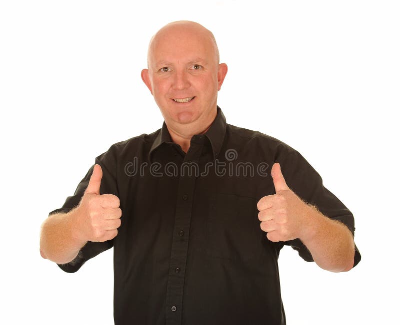 Bald man with thumbs up