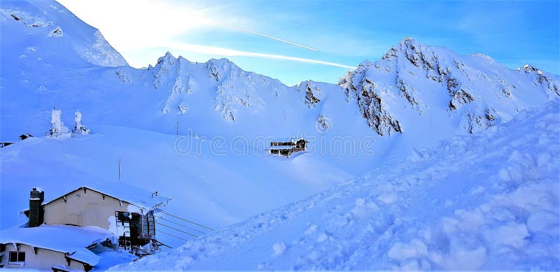 Balea chalet in the Fagaras mountain in winters
