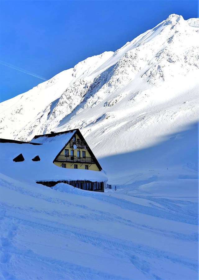 Balea chalet in the Fagaras mountain in winters