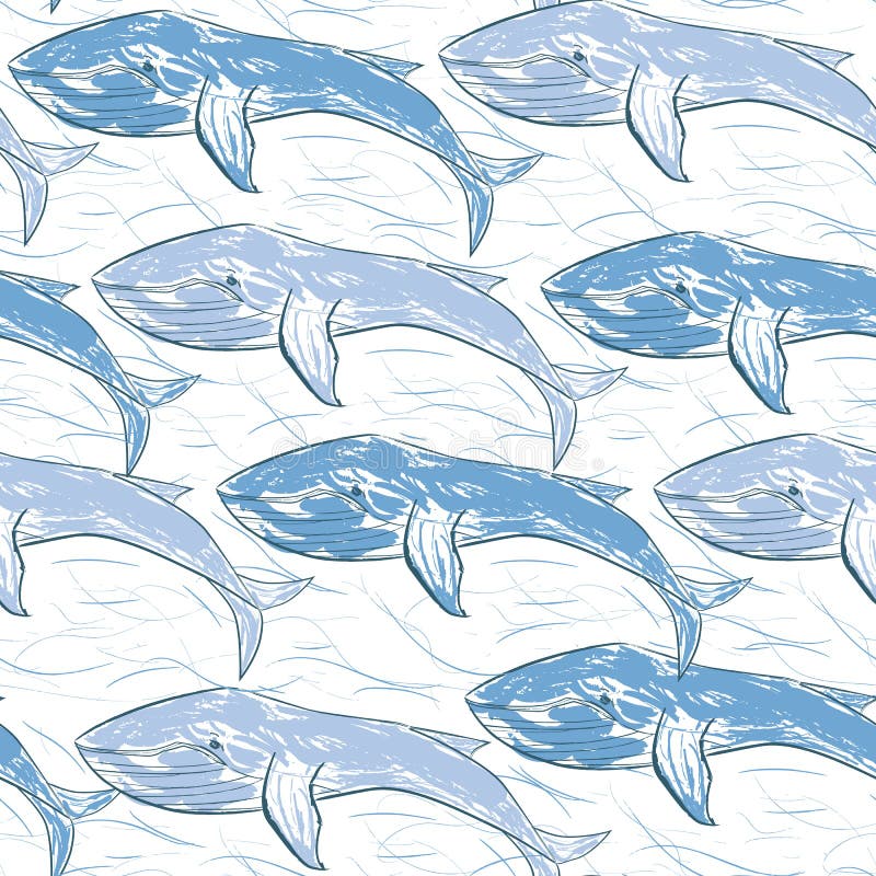 Baleines bleues avec les lignes chaotiques du seamle tiré par la main de vecteur de vagues illustration de vecteur Baleines bleues avec les lignes chaotiques du seamle tiré par la main de vecteur de vagues illustration de vecteur