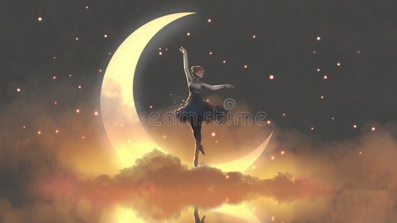 Balerina księżyca royalty ilustracja