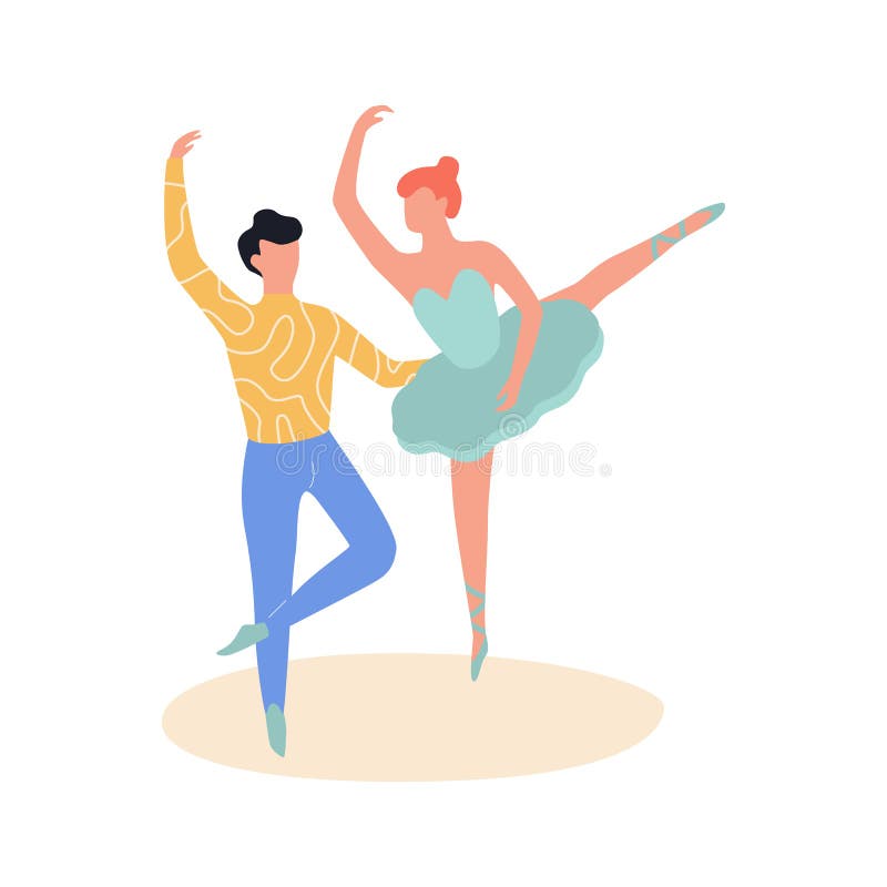 Baletniczy taniec. Ballerina w piÄ™knym kostiumie. kolor?w kontrasta pary tancerza skutek royalty ilustracja Baletniczy taniec. Ballerina w piÄ™knym kostiumie. kolor?w kontrasta pary tancerza skutek royalty ilustracja