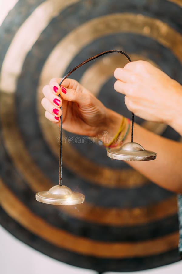 Bali Bells. Sound Healing Therapy Stock Photo Image of white