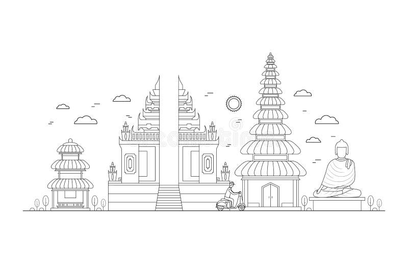 Bali Cienka Kreskowa sztuka wektor ilustracja wektor Bali Cienka Kreskowa sztuka wektor ilustracja wektor