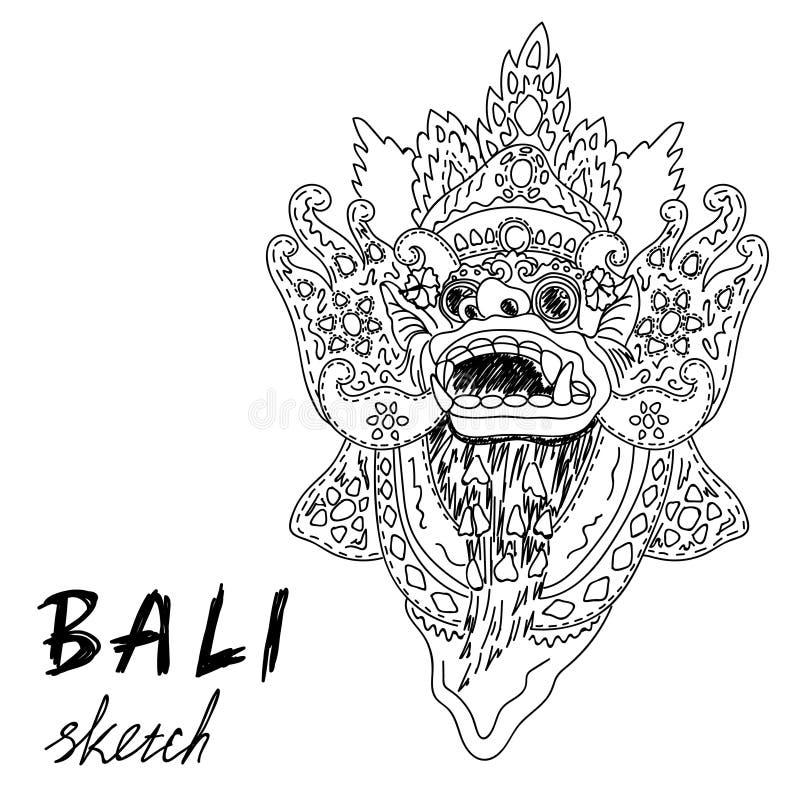 Bali sketch. Barong - balinese god. Traditional culture. royalty free illustration Bali sketch. Barong - balinese god. Traditional culture. royalty free illustration