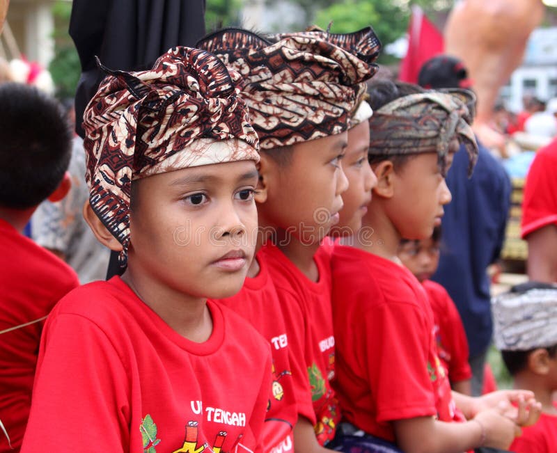Portrait of Balinese boys in traditional costume at Nyepi festival, Bali, Indonesia royalty free stock photo Portrait of Balinese boys in traditional costume at Nyepi festival, Bali, Indonesia royalty free stock photo