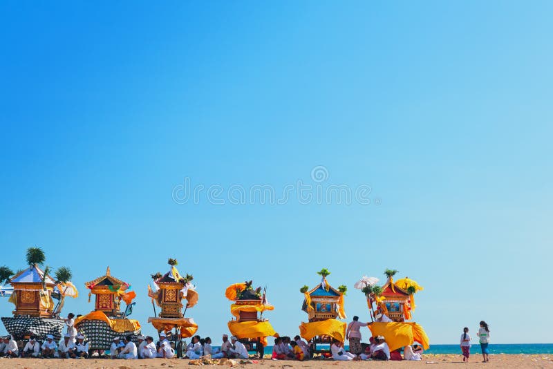 Balinese ceremony Melasti before Nyepi day