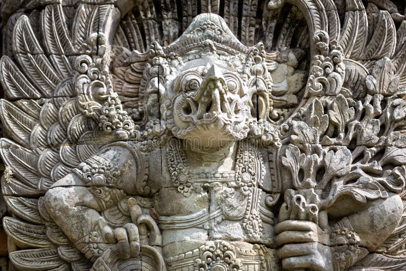 Balinese statue at the temple in Bali Indonesia stock image