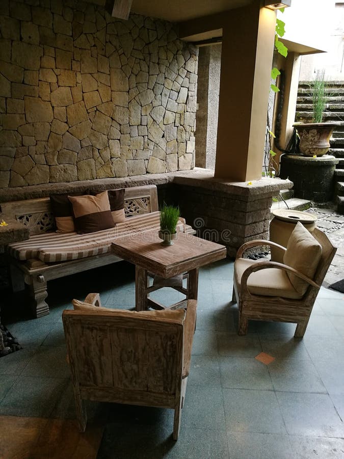 Balinese style elegant hotel lobby decor stock photo Balinese style elegant hotel lobby decor stock photo