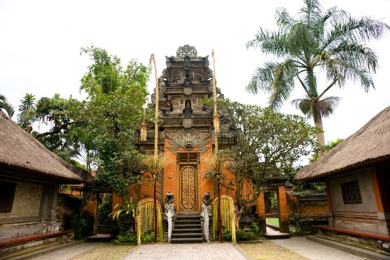 Balinese Temple entrance in Ubud, Bali, Indonesia.