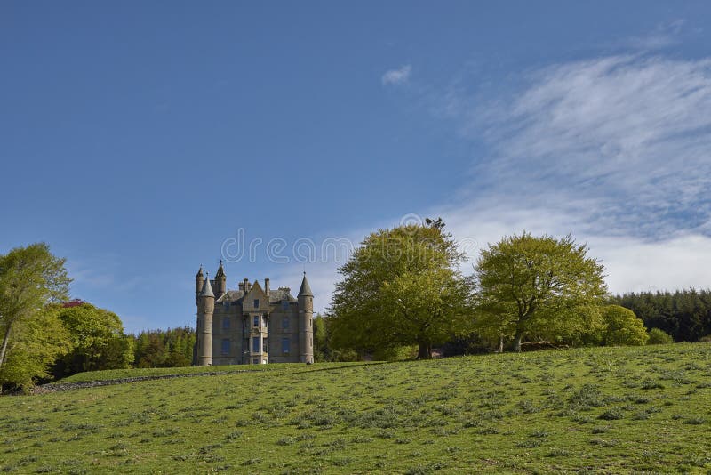Front end view of Balintore Castle in the Scottish Highlands, a baronial style Victorian Hunting Lodge, now undergoing restoration. Scotland. Front end view of Balintore Castle in the Scottish Highlands, a baronial style Victorian Hunting Lodge, now undergoing restoration. Scotland