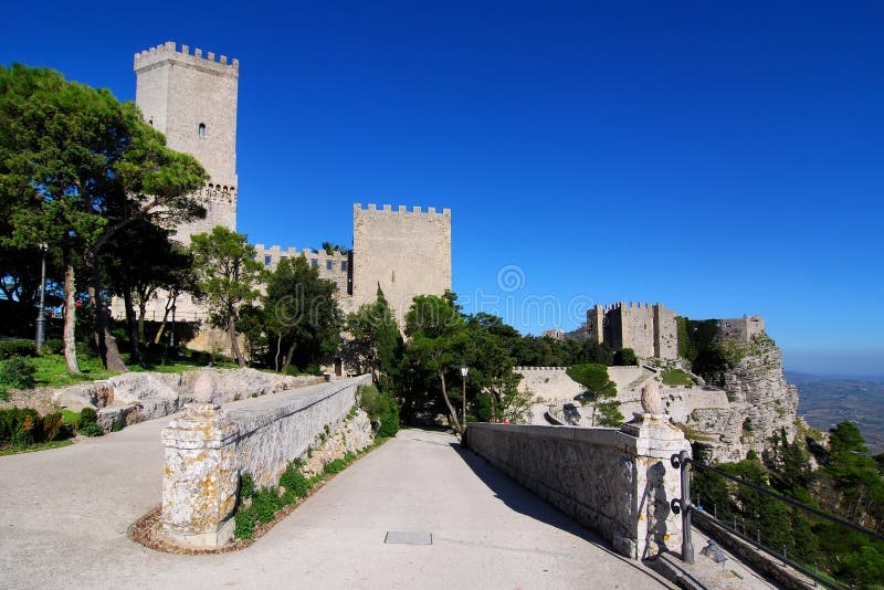 Balio towers and Norman castle in Erice, Sicily stock image