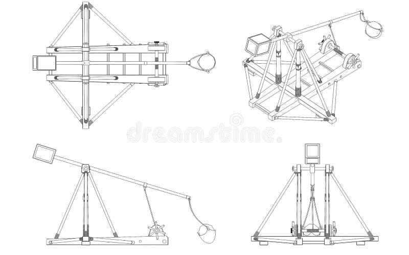 Medieval balista, catapult, 3d visualization, illustration. Medieval balista, catapult, 3d visualization, illustration