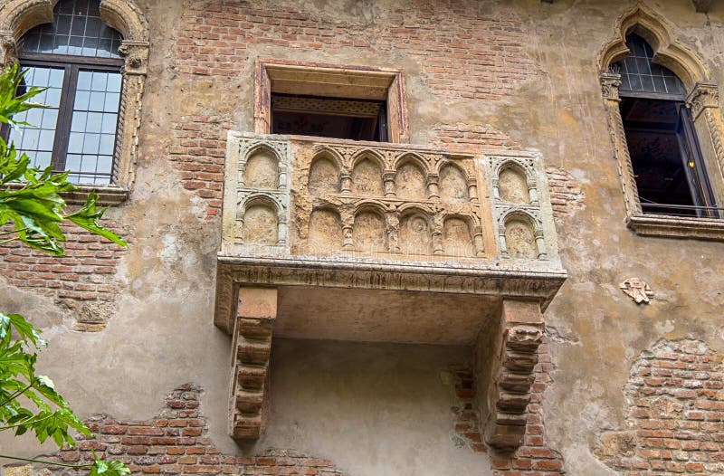 Balkon van het huis van Juliet ` s in Verona, Italië stock foto's Balkon van het huis van Juliet ` s in Verona, Italië stock foto's