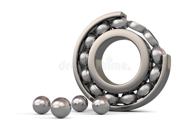 The ball bearing. Cutted ball bearing on a white background