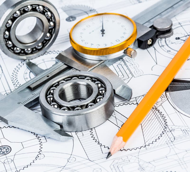 Ball Bearings on Technical Drawing Stock Image Image of blueprint