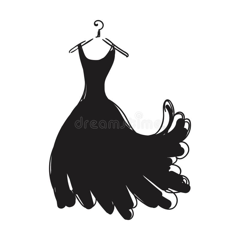 Ball Gown Hand Drawing Hanger Stock Illustrations – 28 Ball Gown Hand ...