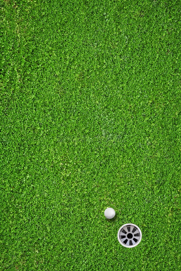 The ball at the hole on the golf course