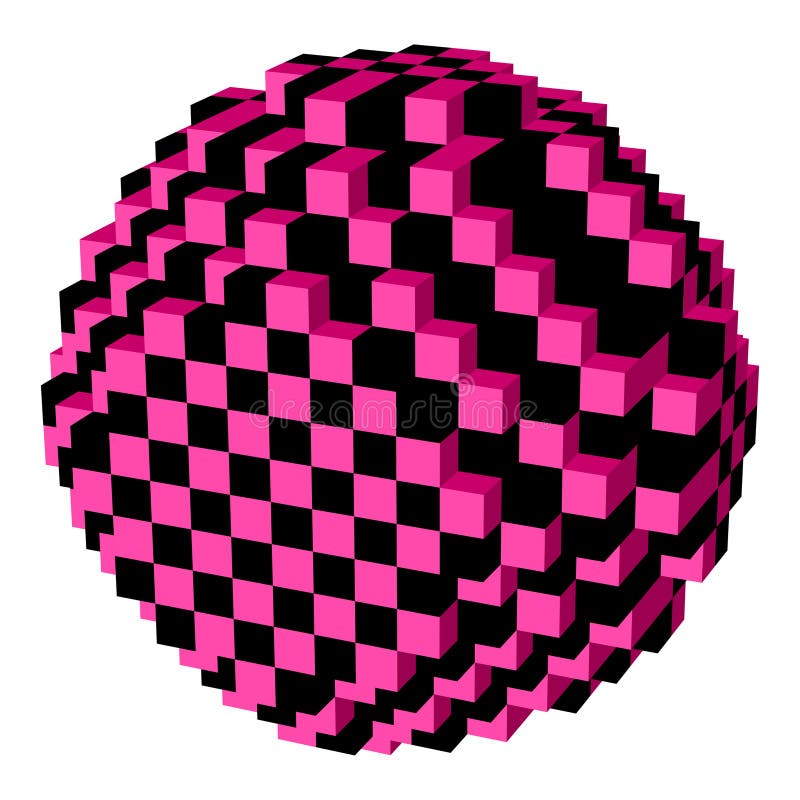 Ball icons of 3D pixel art for design project stock illustration