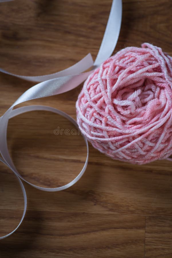 Ball of Knitting Yarn with Ribbon Stock Image Image of roll, craft