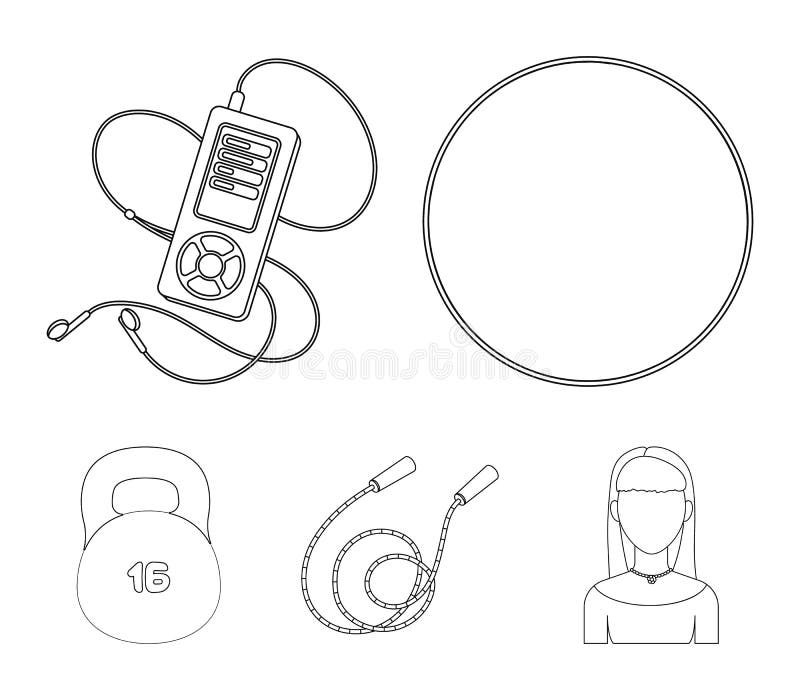 Ball, player and other equipment for training. Gym and workout set collection icons in outline style vector symbol stock