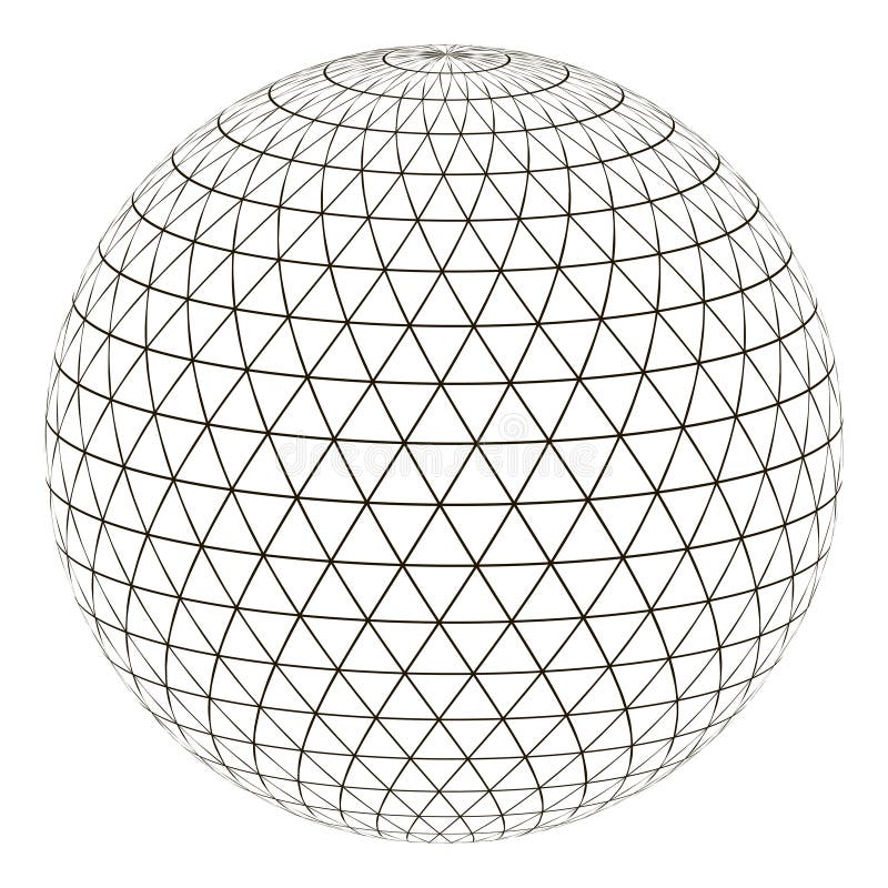 Ball sphere with a grid of a triangle on the surface, vector layout globe planet earth with a grid, the concept of the virtual world