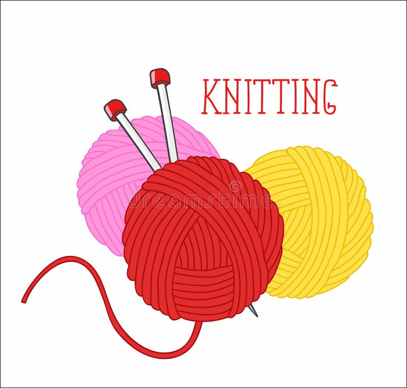 Ball of yarn and needles stock vector. Illustration of ball 69733136