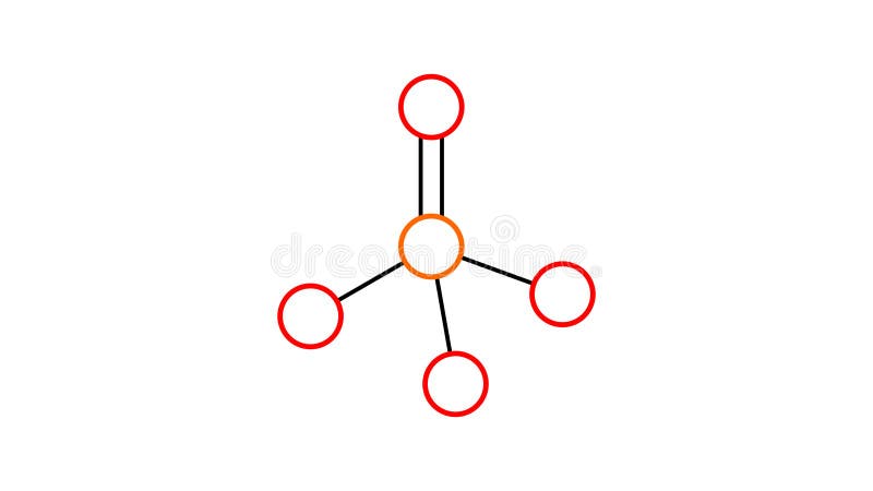 phosphate molecule, structural chemical formula, ball-and-stick model, isolated image anion. phosphate molecule, structural chemical formula, ball-and-stick model, isolated image anion.