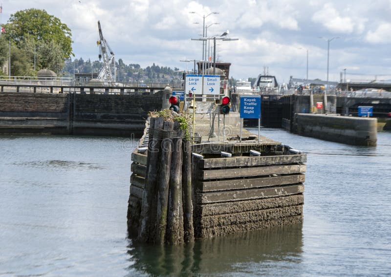 Ballard Locks histórico no West End de Salmon Bay em Seattle, o lago Washington Ship Canal washington imagens de stock Ballard Locks histórico no West End de Salmon Bay em Seattle, o lago Washington Ship Canal washington imagens de stock