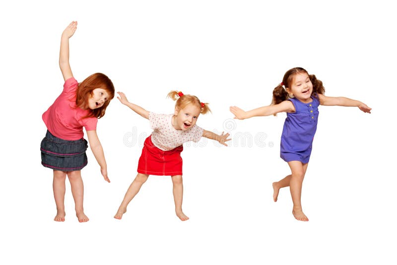 Ballare felice dei piccoli bambini. Partito allegro. immagini stock