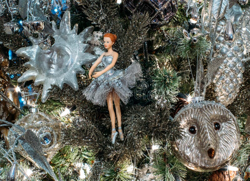 2 x Silver Glitter Ballerina Hanging Decoration Ballet Christmas Tree Decoration